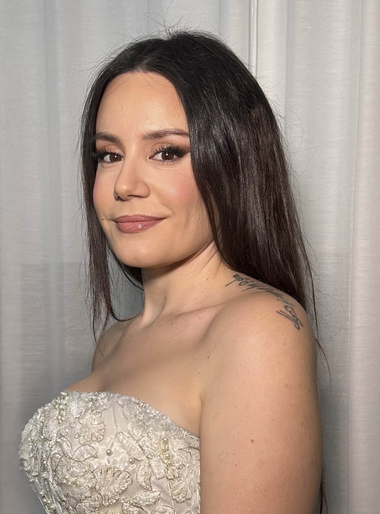 Soft bridal makeup with luminous skin and defined brows